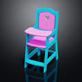 Stylish Kids Chair With Blue Frame Pink Tray And Heart Shaped Backrest