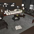 Modern Living Room Interior With Sectional Sofa Coffee Table Set Bookshelf Floor Lamp Green Plants