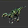 Realistic Colorful Green Blue Dinosaur 3D Model Standing With Detailed Texture