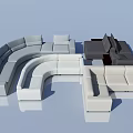 Modern Modular Sofa Set with Curved and Linear Gray White Dark Modules for Living Room 3d model