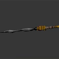 Fantasy Sword With Red Glowing Blade And Golden Hilt Red Gemstone