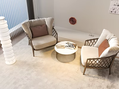 Modern Sofa Single Sofa Casual Sofa Single Sofa Combination Negotiation Area Sofa Single Sofa Coffee Table Balcony Sofa Outdoor Sofa 3d model