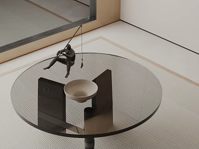 Modern Minimalist Sofa And Coffee Table Set With Round Glass Top And Metal Frame 3d model