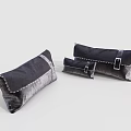 Three Black and Gray Decorative Pillows with Soft Velvet Fabric and Stylish Metal Buckle Accents