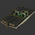 Vintage Classic Car With Dark Streamlined Body And Retro Interior Design Details