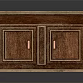 Classic Wooden Furniture Cabinet With Dark Brown Wood Grain Two Doors And Metal Handles
