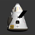 Modern Space Capsule Design Featuring Solar Panels Observation Windows And Logos 3d model