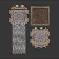 Electronic Circuit Components Featuring Square Chips Complex Patterns Metal Grid And Textured Plate