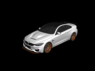 White BMW Two Door Sports Car With Black Roof Orange Wheels And Aerodynamic Design 3d model