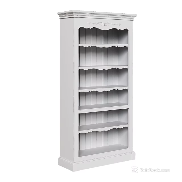 Modern White Bookcase With Multiple Open Tiered Shelves For Home Storage 3d model