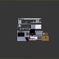 Blue Spacious Desk With Multiple Shelves Office Chair And Storage Boxes For Home Office