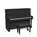Elegant Black Upright Piano With Matching Wooden Bench For Musical Instruments