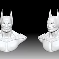 Batman Movie Game Character Two White Bust Sculptures With Mask Ears And Shoulder Features