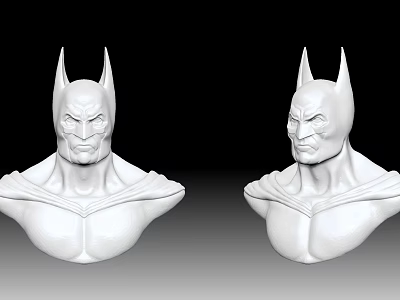 Batman Movie Game Character Two White Bust Sculptures With Mask Ears And Shoulder Features 3d model
