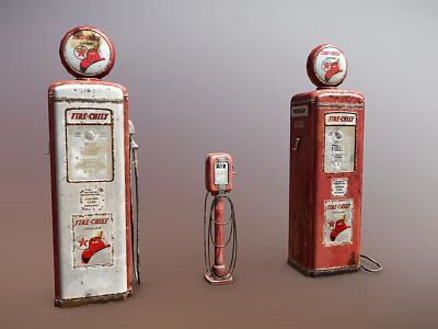 Vintage Red And White Texaco Gas Pumps With Retro Design Features 3d model