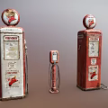 Vintage Red And White Texaco Gas Pumps With Retro Design Features