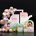 Beauty Skincare Premium Experience Interactive Zone With Pastel Balloons Flower Bouquets And Display Materials