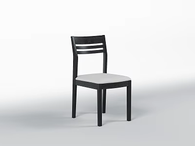 Modern Black Frame Dining Chair With White Seat And Horizontal Slat Back 3d model