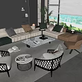 Modern Living Room Design With Sofa Coffee Table Set Throw Pillows And City View