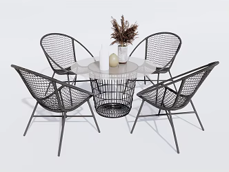 Modern Outdoor Table and Chair Outdoor Leisure Table and Chair Rattan Leisure Chair Outdoor Chair 3d model