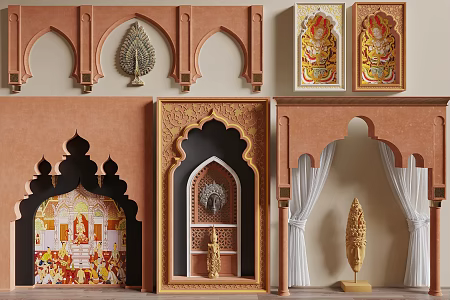 Southeast Asian door opening Southeast Asian component Thai component Southeast Asian background wall Southeast Asian wall decoration 3d model