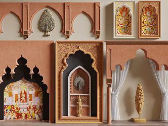 Southeast Asian door opening Southeast Asian component Thai component Southeast Asian background wall Southeast Asian wall decoration 3d model