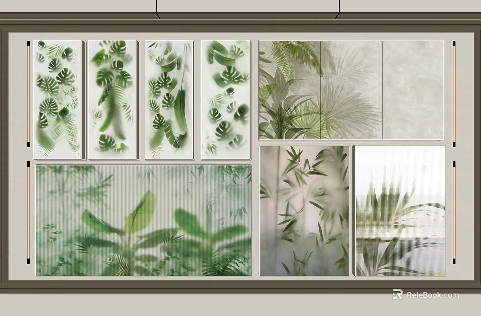 Decorative Lights With Various Plant Leaf Patterns And Green Designs For Interior Decor 3d model 