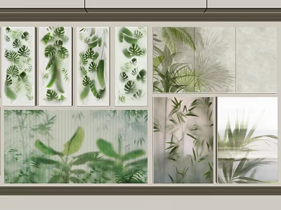 Decorative Lights With Various Plant Leaf Patterns And Green Designs For Interior Decor 3d model
