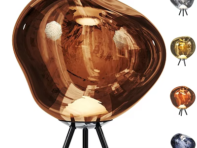 Contemporary Amber Glass Floor Lamp With Tripod Base And Multiple Styles 3d model