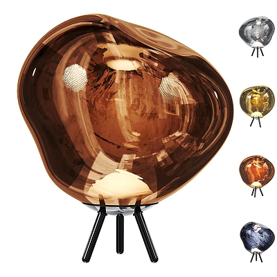 Contemporary Amber Glass Floor Lamp With Tripod Base And Multiple Styles 3d model