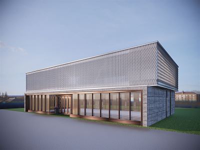 Modern Sales Office Building 3d model