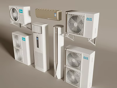 A Variety Of AUX Air Conditioners On 3d model