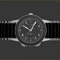 Stylish Modern Wristwatch With Black Dial And Silver Stainless Steel Band