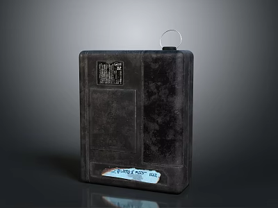 Black Metal Fuel Can With Light Fuel Oil Label And Industrial Design 3d model