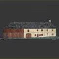 Traditional Square Shaped Residential Building With Dark Roof Red Walls And Central Courtyard