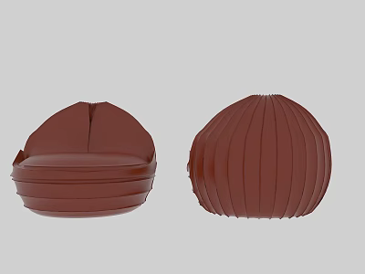 Brown Ottoman Furniture With Pleated Design And Textured Surface For Living Room 3d model