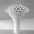 Modern White Column With Intricate Perforated Pattern In Minimalist Interior Space 3d model