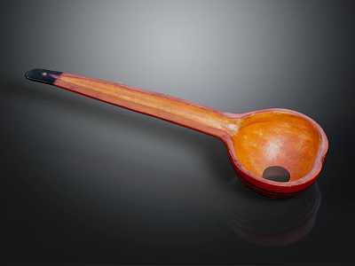 Handcrafted Wooden Cooking Spoon With Long Handle And Smooth Round Bowl 3d model