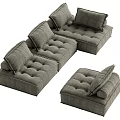Gray Tufted Modular Sectional Sofa With Multiple Cushions And Seating Units 3d model