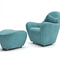 Cozy Teal Upholstered Single Armchair with Matching Ottoman Modern Design