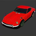 Red Vintage Sports Car With Sleek Design Black Windows And Silver Wheels On Reflective Surface