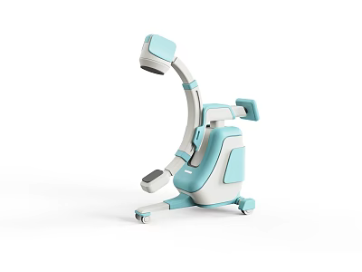 Blue And White Mobile Medical Device With Adjustable Headrest For Patient Care 3d model