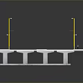 3D Toy Bridge Model With Road Street Lights And Piers Design