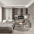 Tatami Bedroom Design With Modern Storage Cabinets Desk Chair And Decorative Items