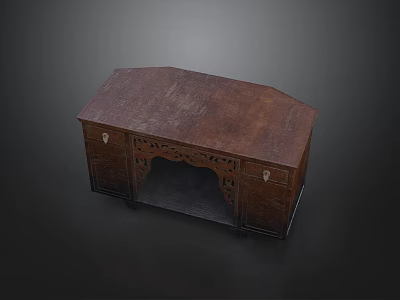 Traditional Wooden Entryway Side Cabinet With Carved Patterns Drawers And Dark Brown Finish 3d model
