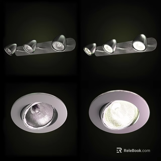 Modern Downlights And Spotlights With Sleek Metal Housing And Bright Illumination 3d model 