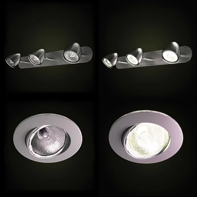 Modern Downlights And Spotlights With Sleek Metal Housing And Bright Illumination 3d model