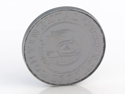 Antique Coin Inspired Silver Jewelry Piece With Continental Currency Design Details 3d model