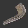 Ancient Stone Architectural Component With Curved Shape Rough Texture And White Base Edge