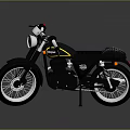 Black Vintage Style Motorcycle With Yellow Stripe Black Seat And Silver Wheels